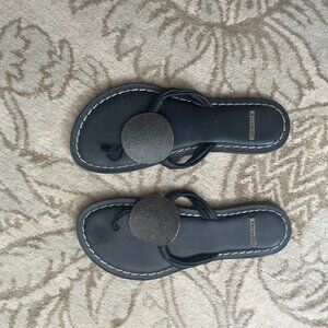 Bernardo dark brown flip flop with medallion size 9